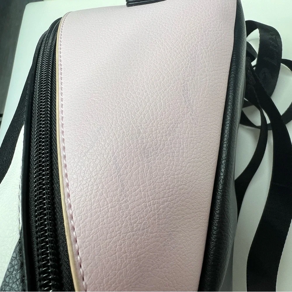 Betsey Johnson Backpack Kitty Cat Pink Black Stripes Luv Betsy zip closure